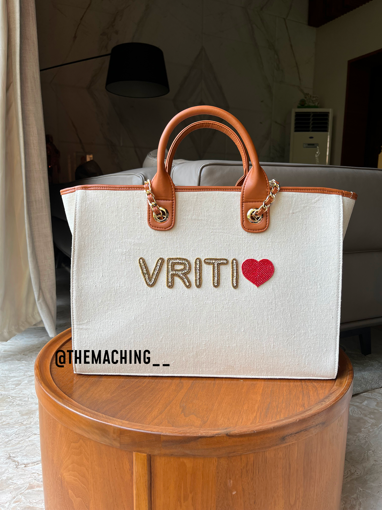 Custom Canvas Tote Bag with Diamond Name