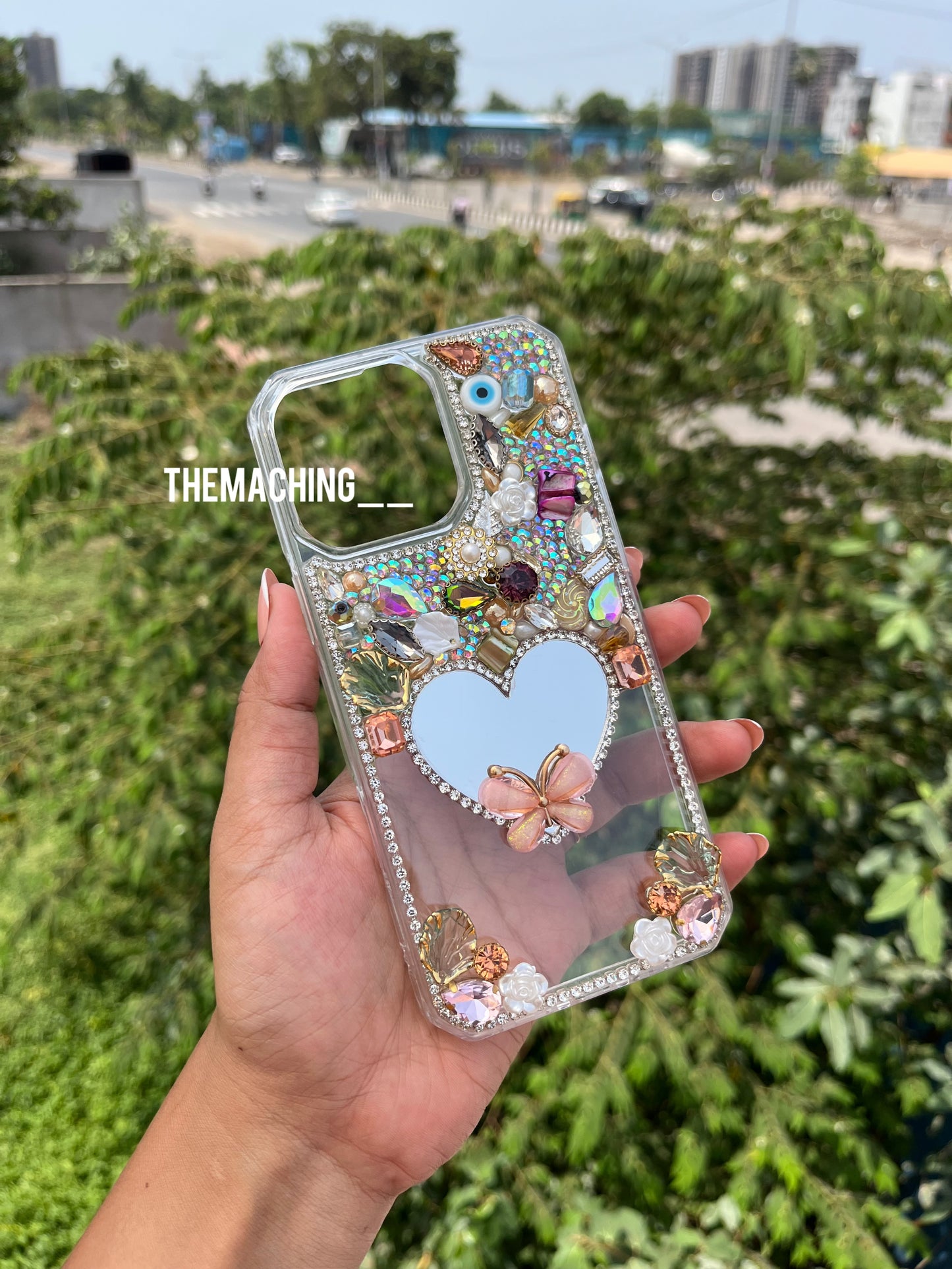 Heart Mirror Shape Designer Phone Back Cover – Luxury Fancy Phone Case