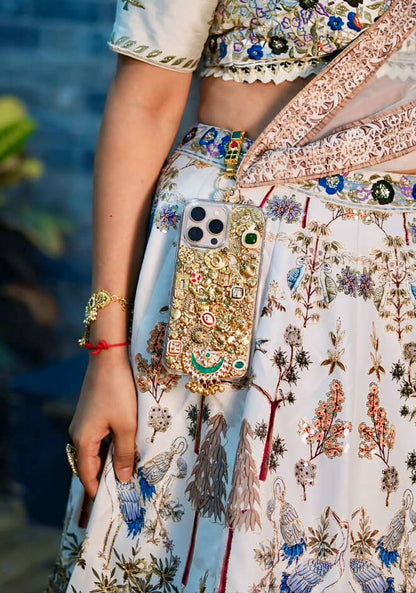 Full Gold Green Patch With Saree Hook Luxury  Phone Case