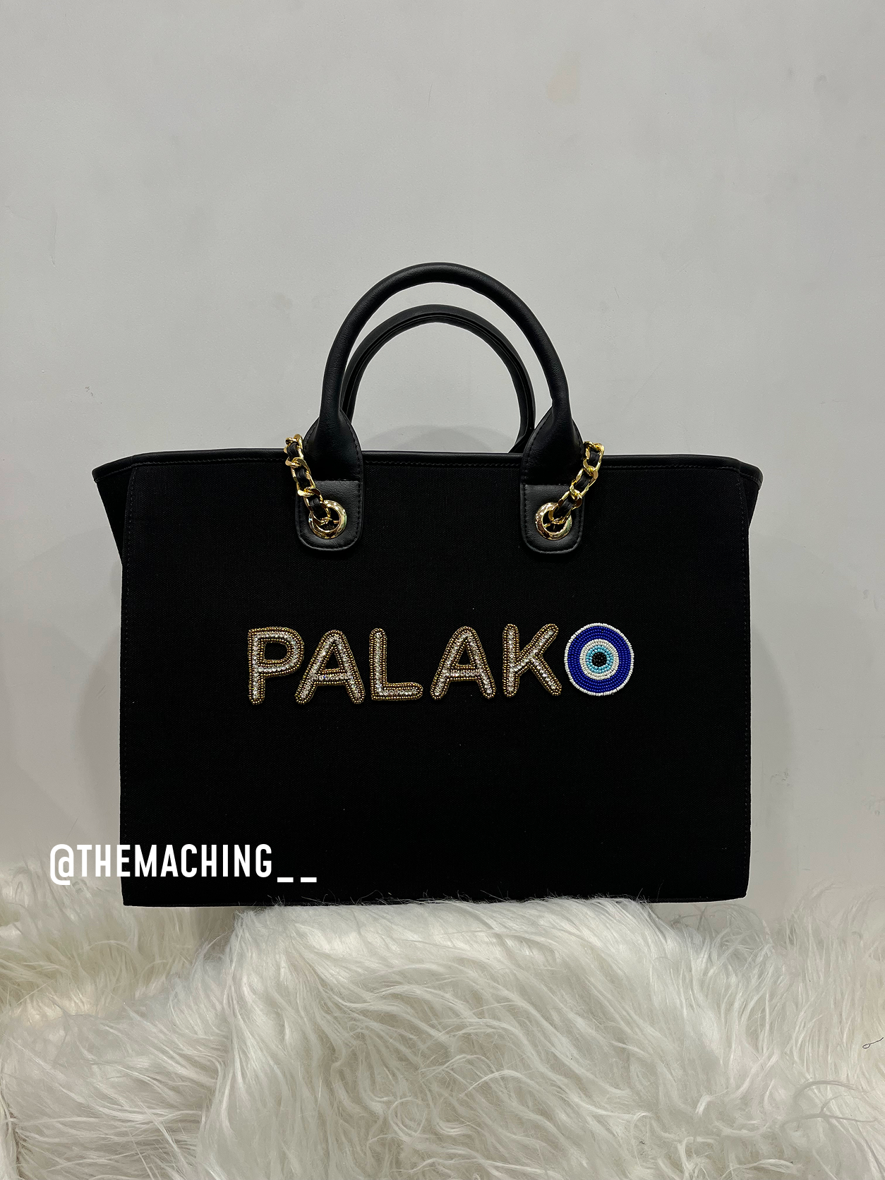 Custom Canvas Tote Bag with Diamond Name