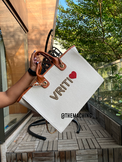 Custom Canvas Tote Bag with Diamond Name