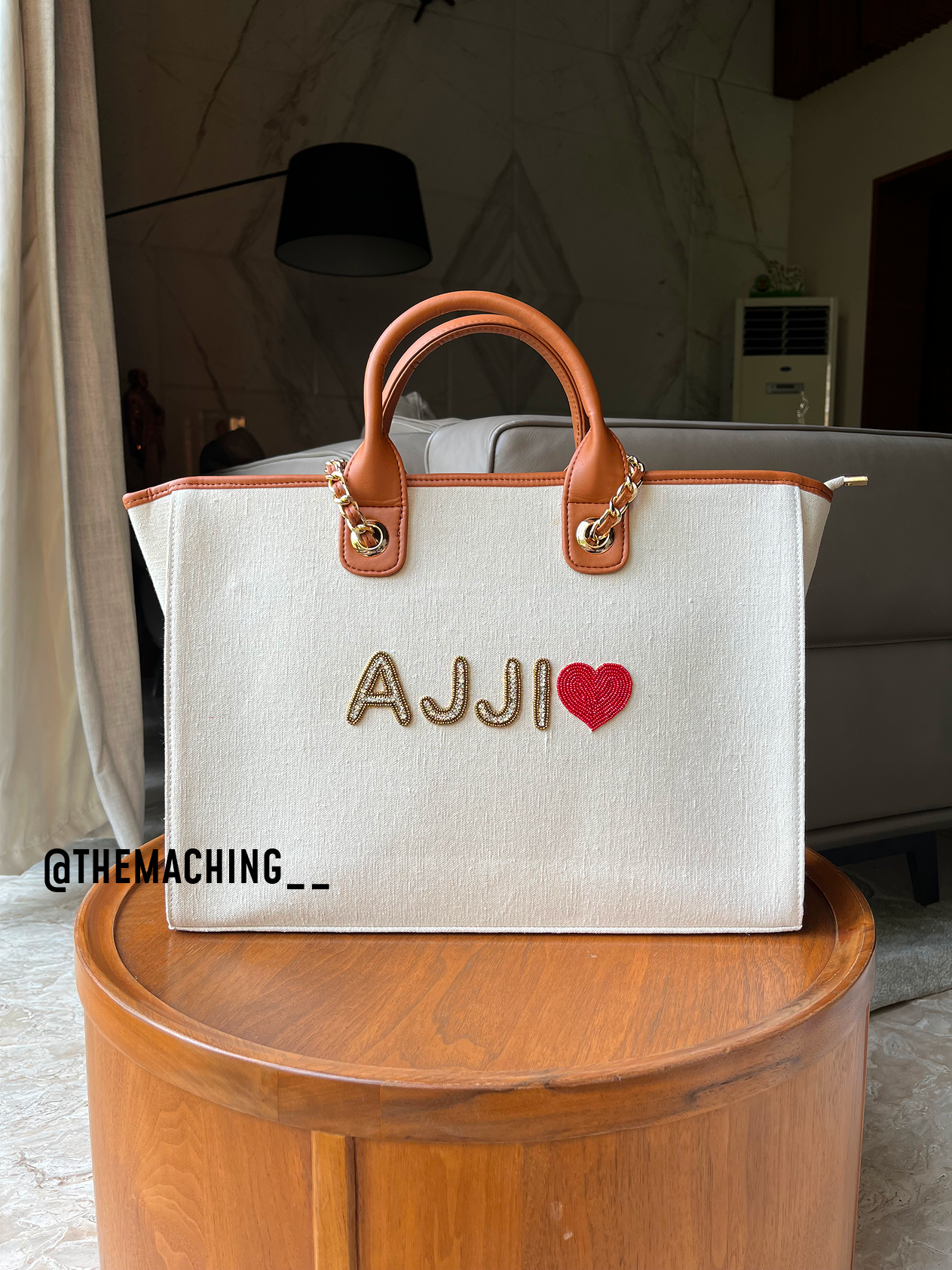 Custom Canvas Tote Bag with Diamond Name