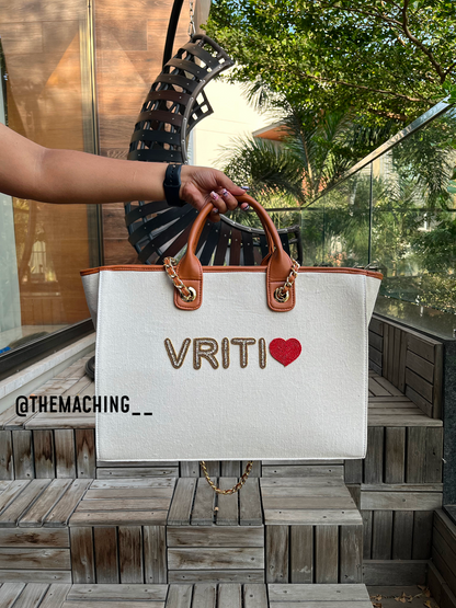 Custom Canvas Tote Bag with Diamond Name