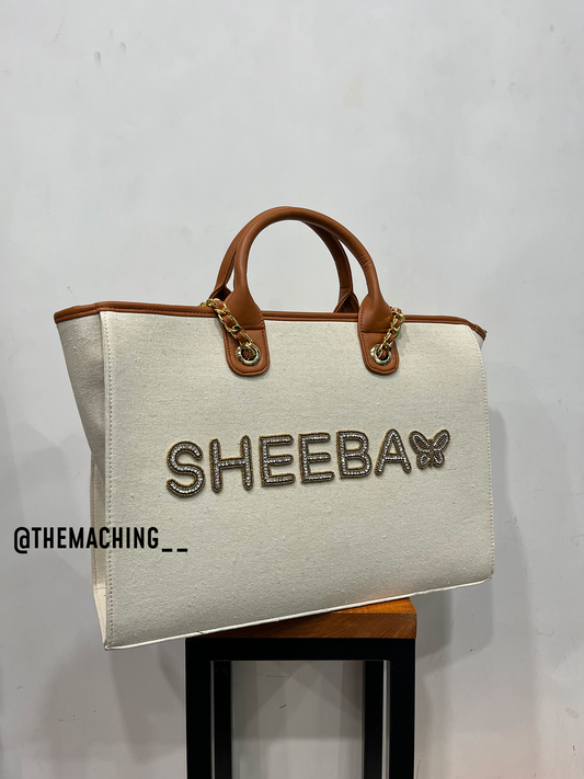 Custom Canvas Tote Bag with Diamond Name