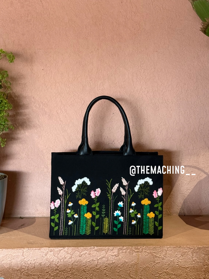 Premium Floral Embroidered Tote Bag