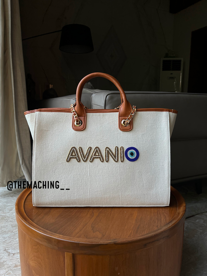 Custom Canvas Tote Bag with Diamond Name