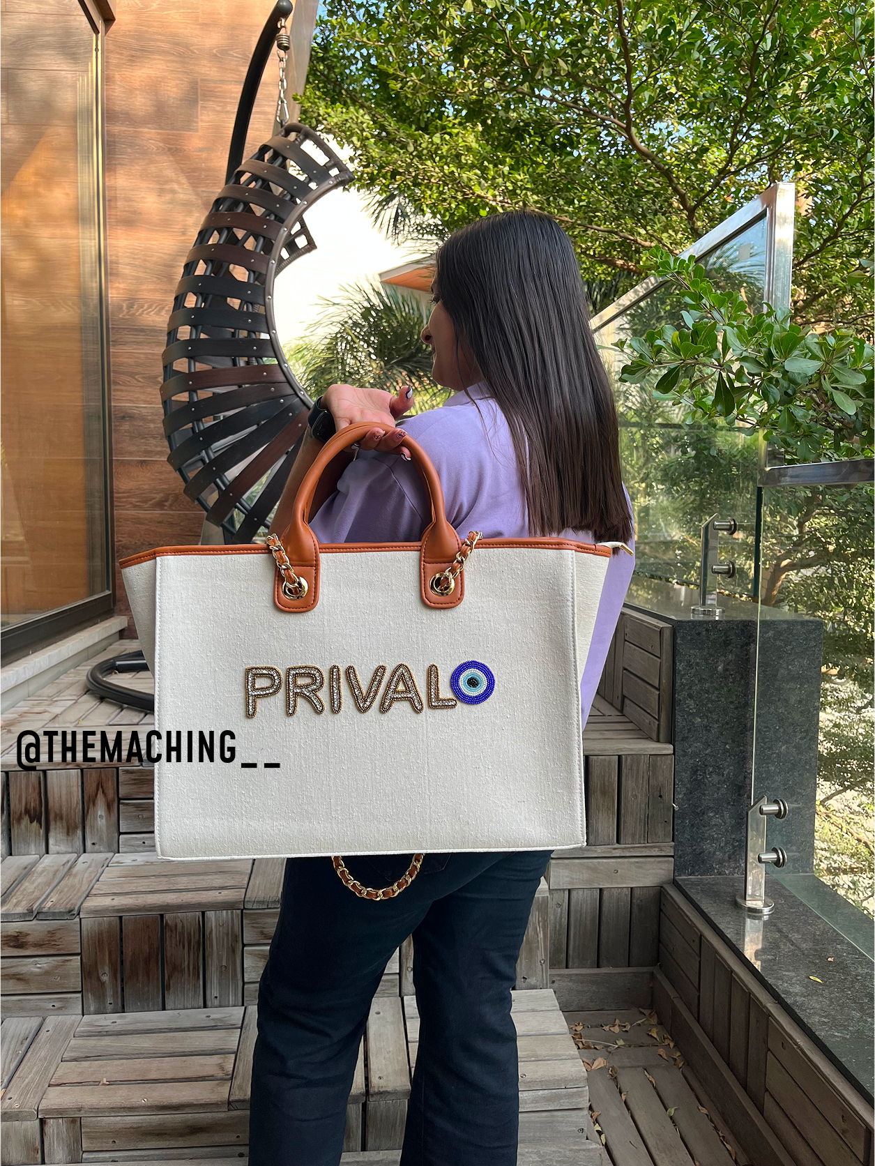 Custom Canvas Tote Bag with Diamond Name