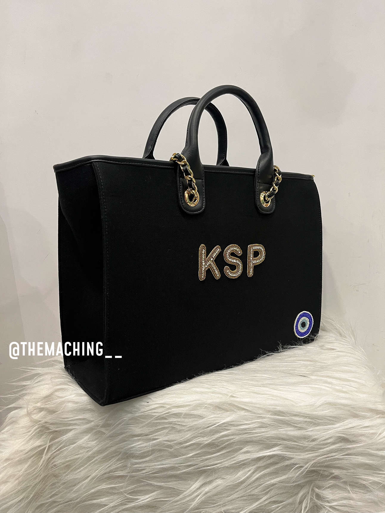 Custom Canvas Tote Bag with Diamond Name