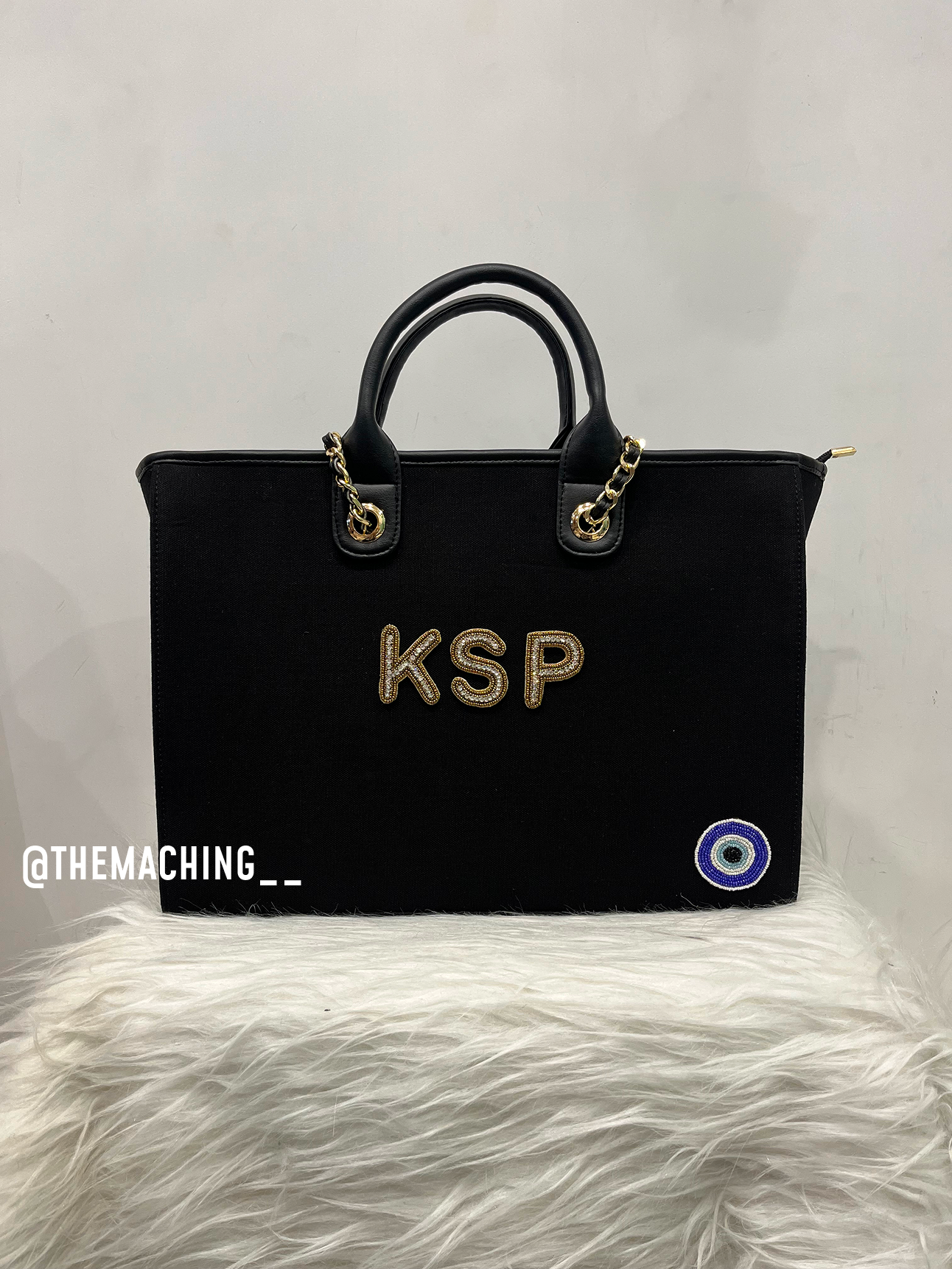 Custom Canvas Tote Bag with Diamond Name