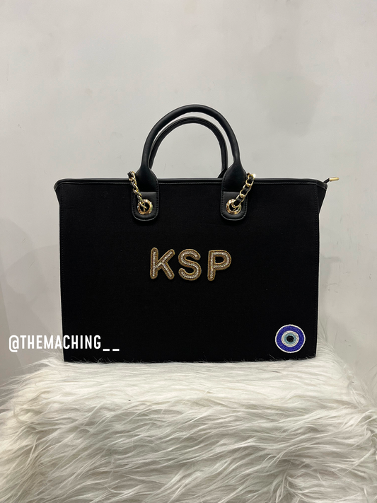 Custom Canvas Tote Bag with Diamond Name