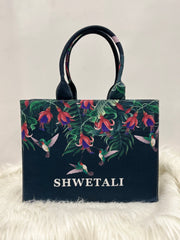 Black Hummingbird Tote Bag With Your Name