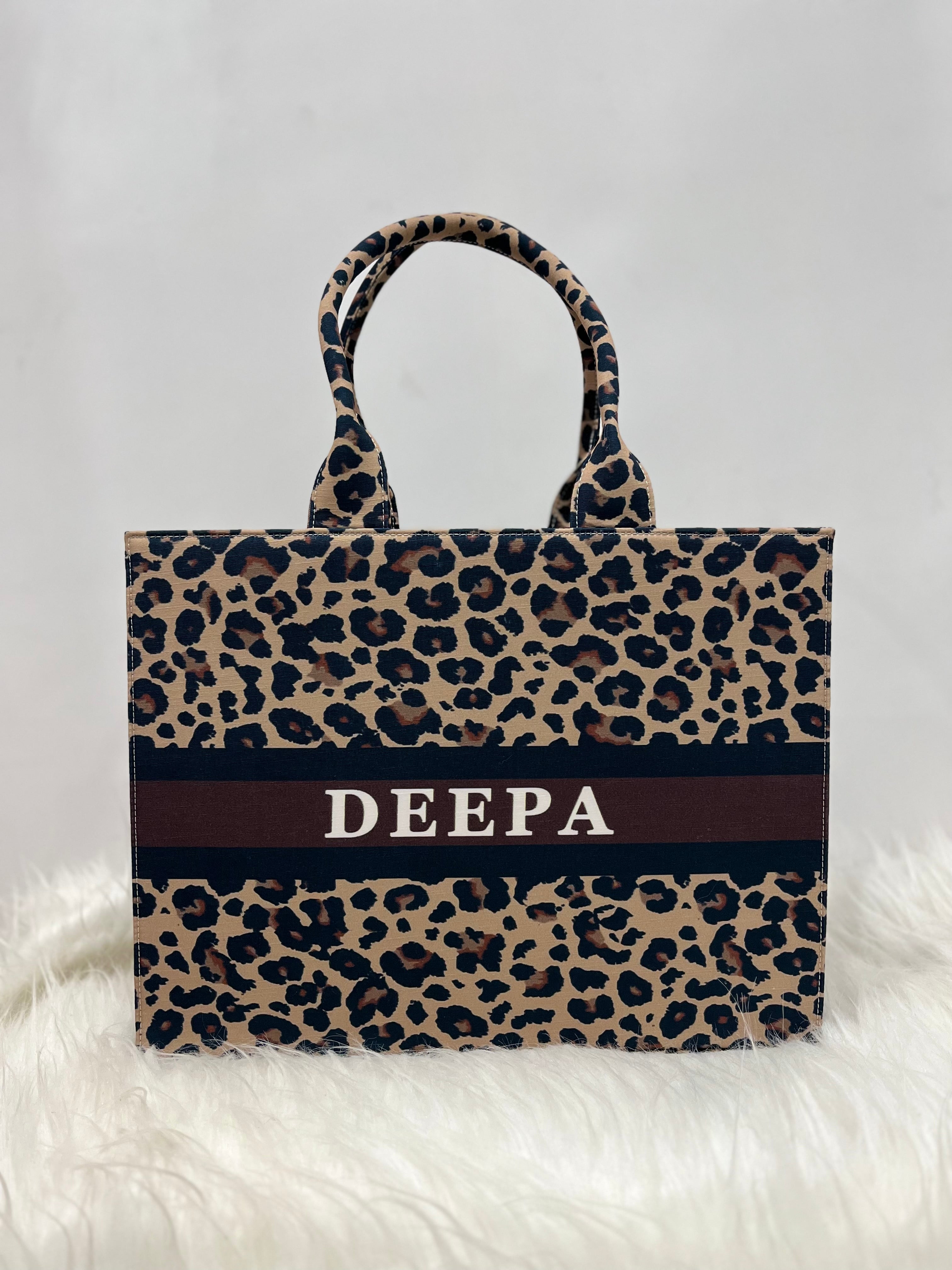 Cheetah Print Tote Bag With Your Name