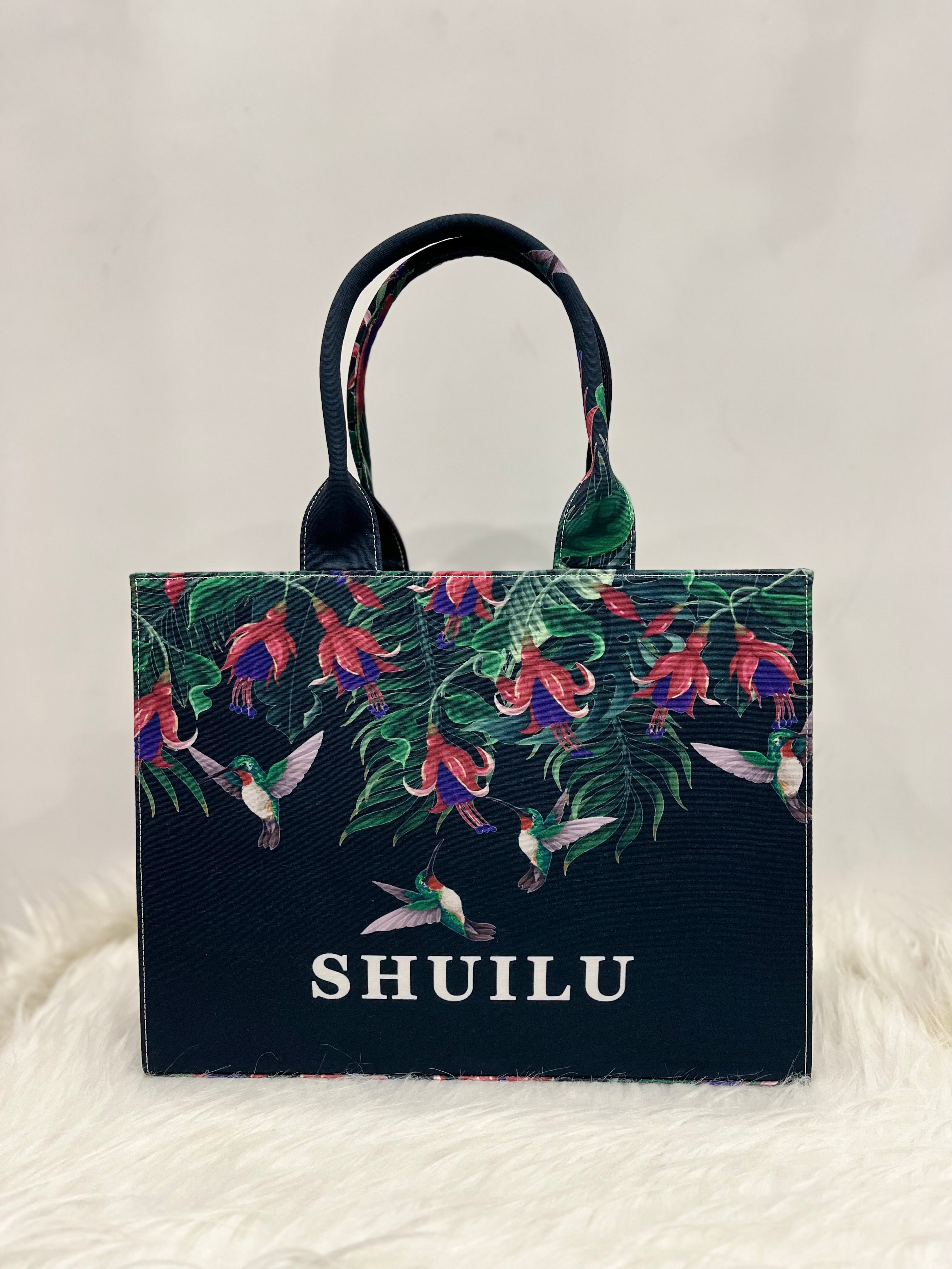 Black Hummingbird Tote Bag With Your Name