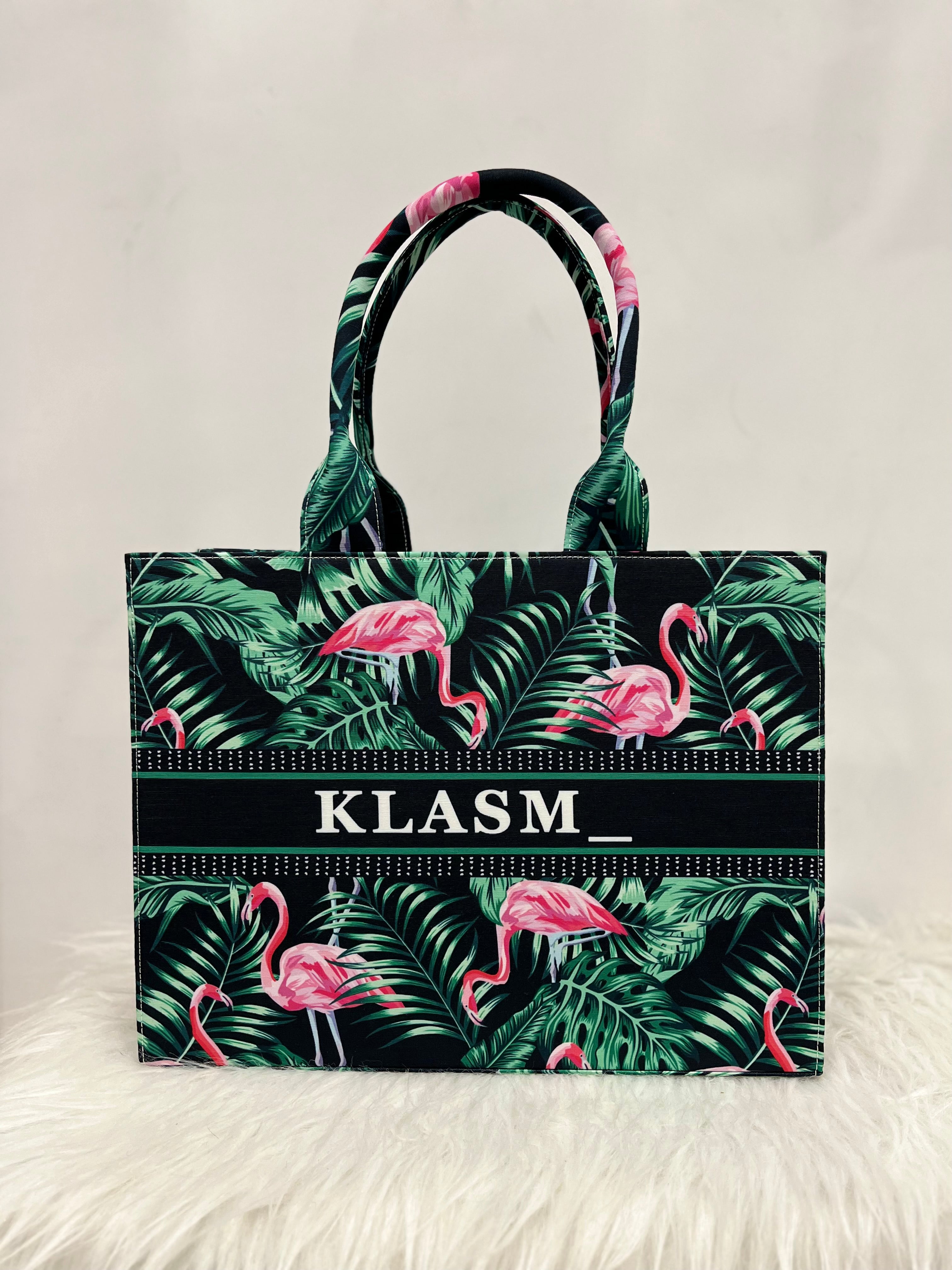 Flamingo and Leaves Tote Bag With Your Name