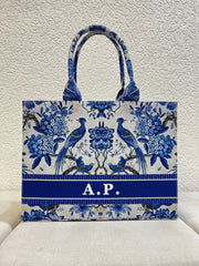 Aesthetic Blue Birds Bag With Your Name