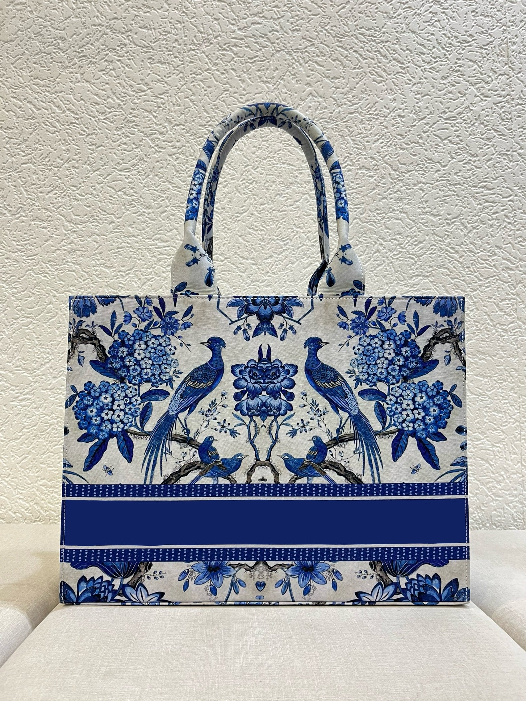 Aesthetic Blue Birds Bag With Your Name