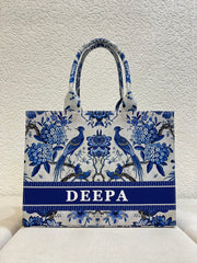 Aesthetic Blue Birds Bag With Your Name