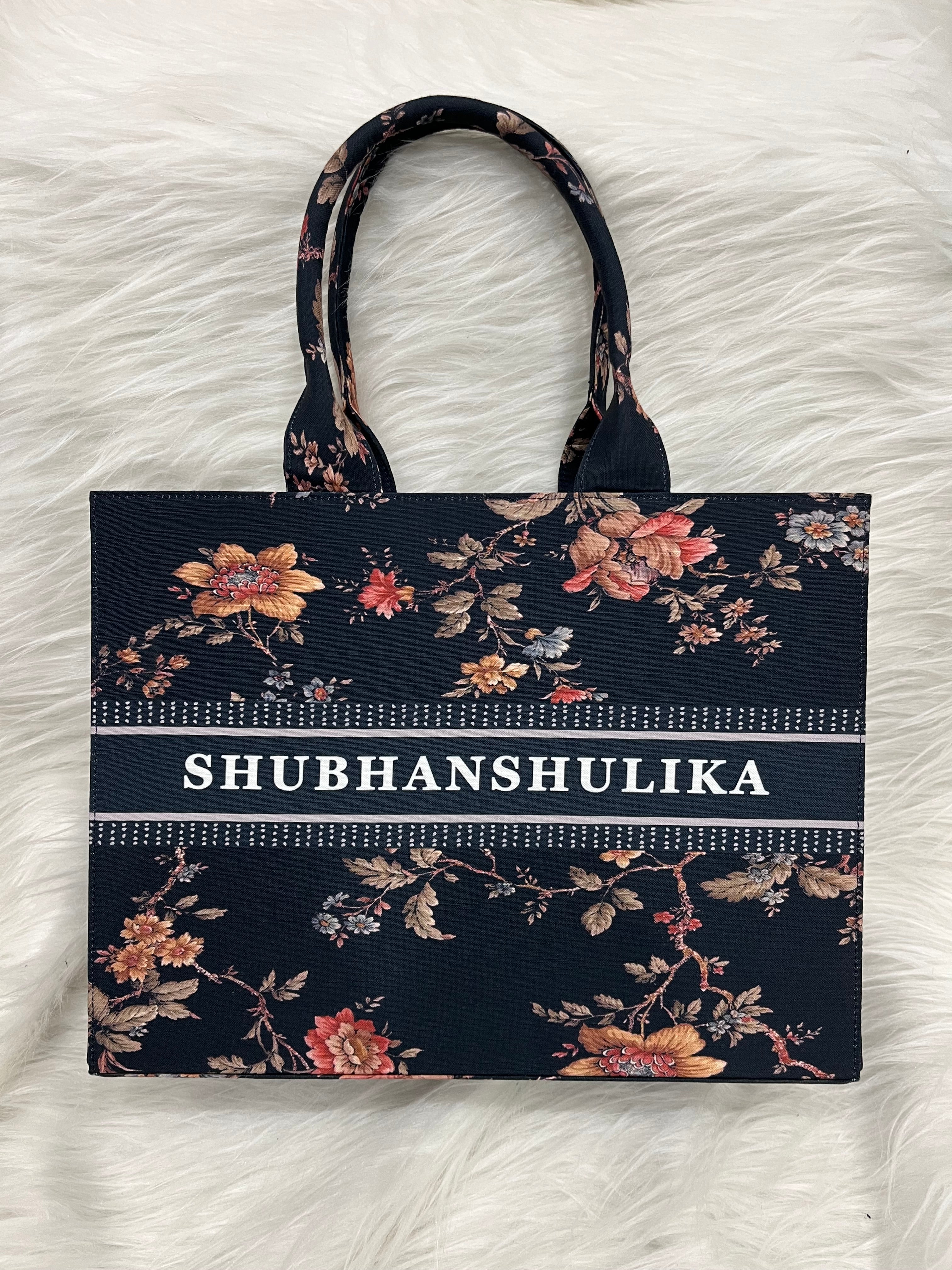 Midnight Flower Tote Bag With Your Name