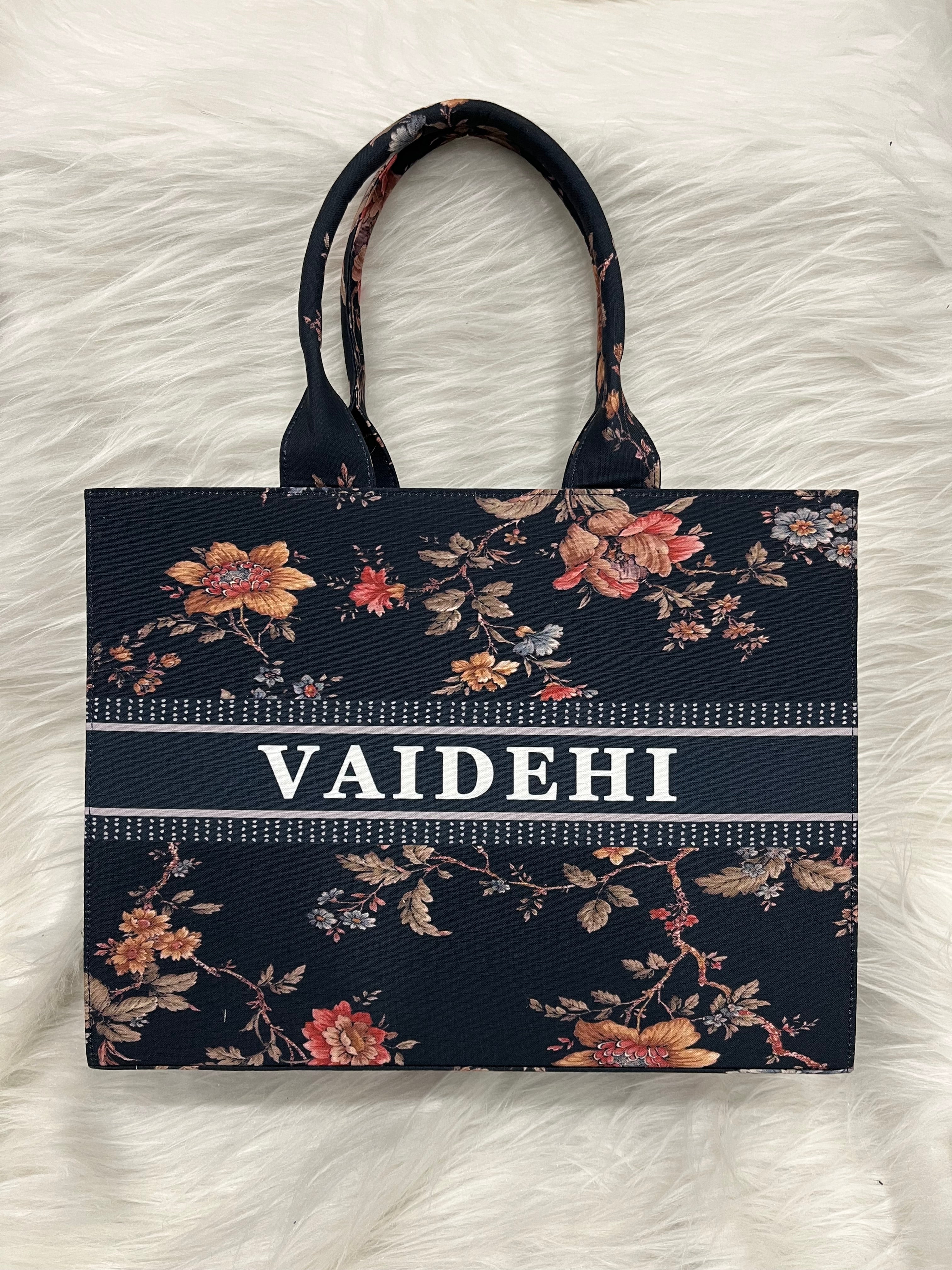 Midnight Flower Tote Bag With Your Name