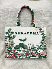 Green Palm Tote Bag With Your Name