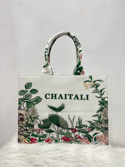 Green Palm Tote Bag With Your Name