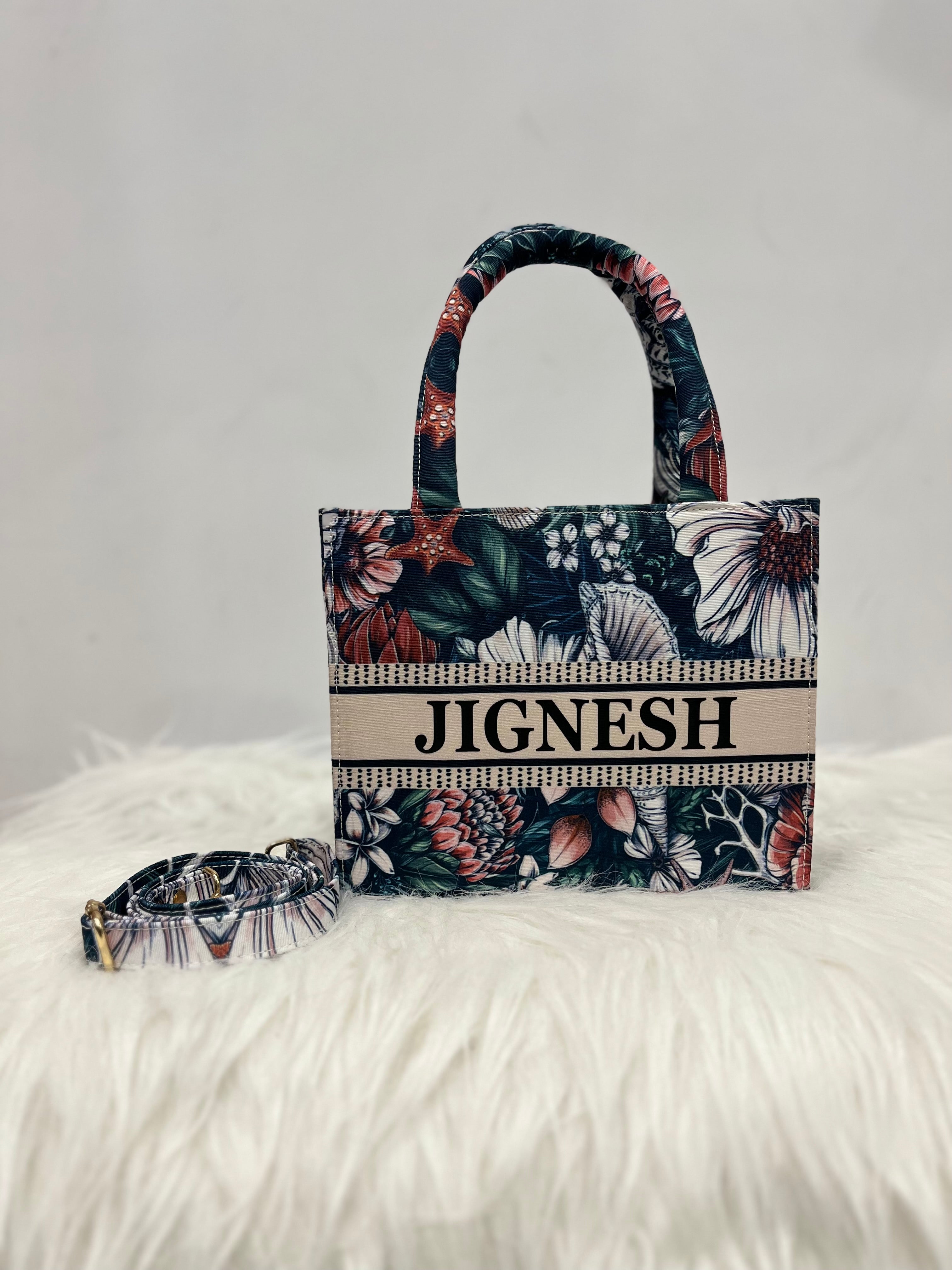 Beach Florals MINI Tote Bag With Your Name