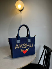 Blue Mini canvas Sling Bag With Your Name