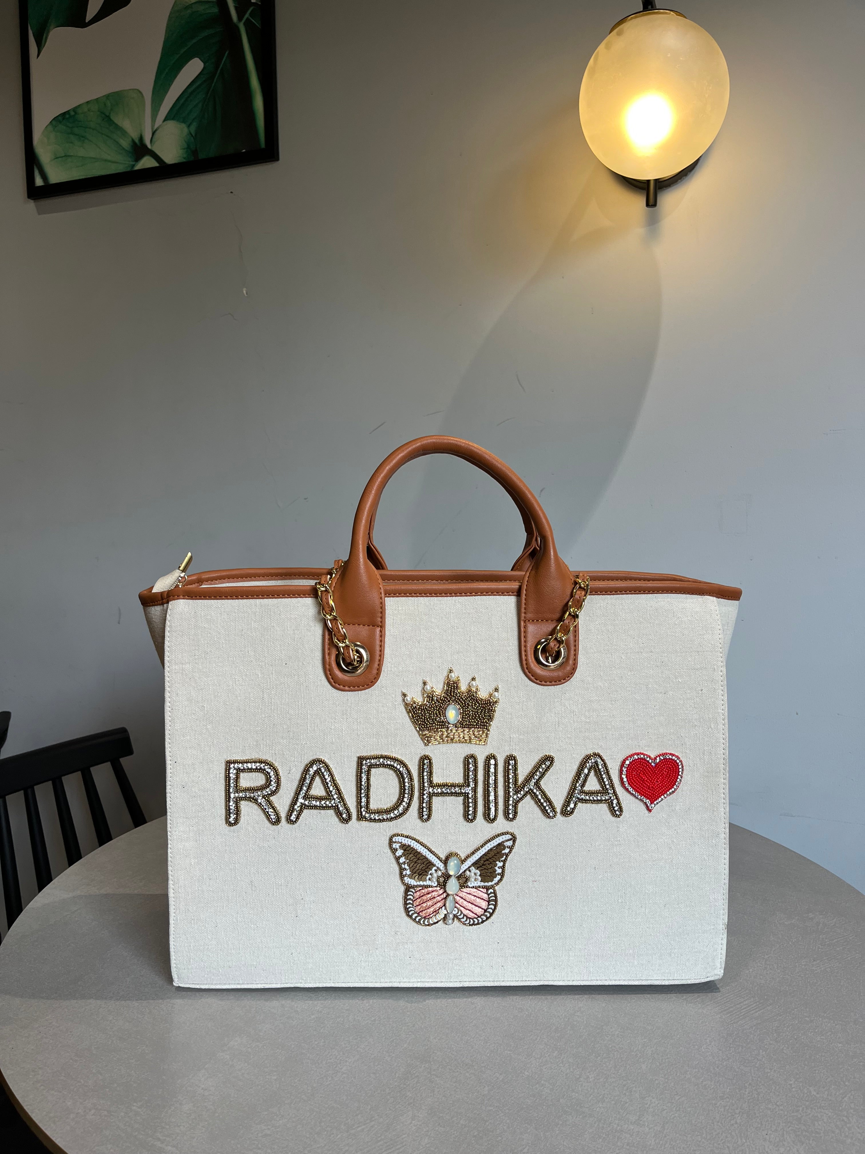 Canvas Daimond Tote Bag With Your Name