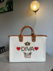 Canvas Daimond Tote Bag With Your Name