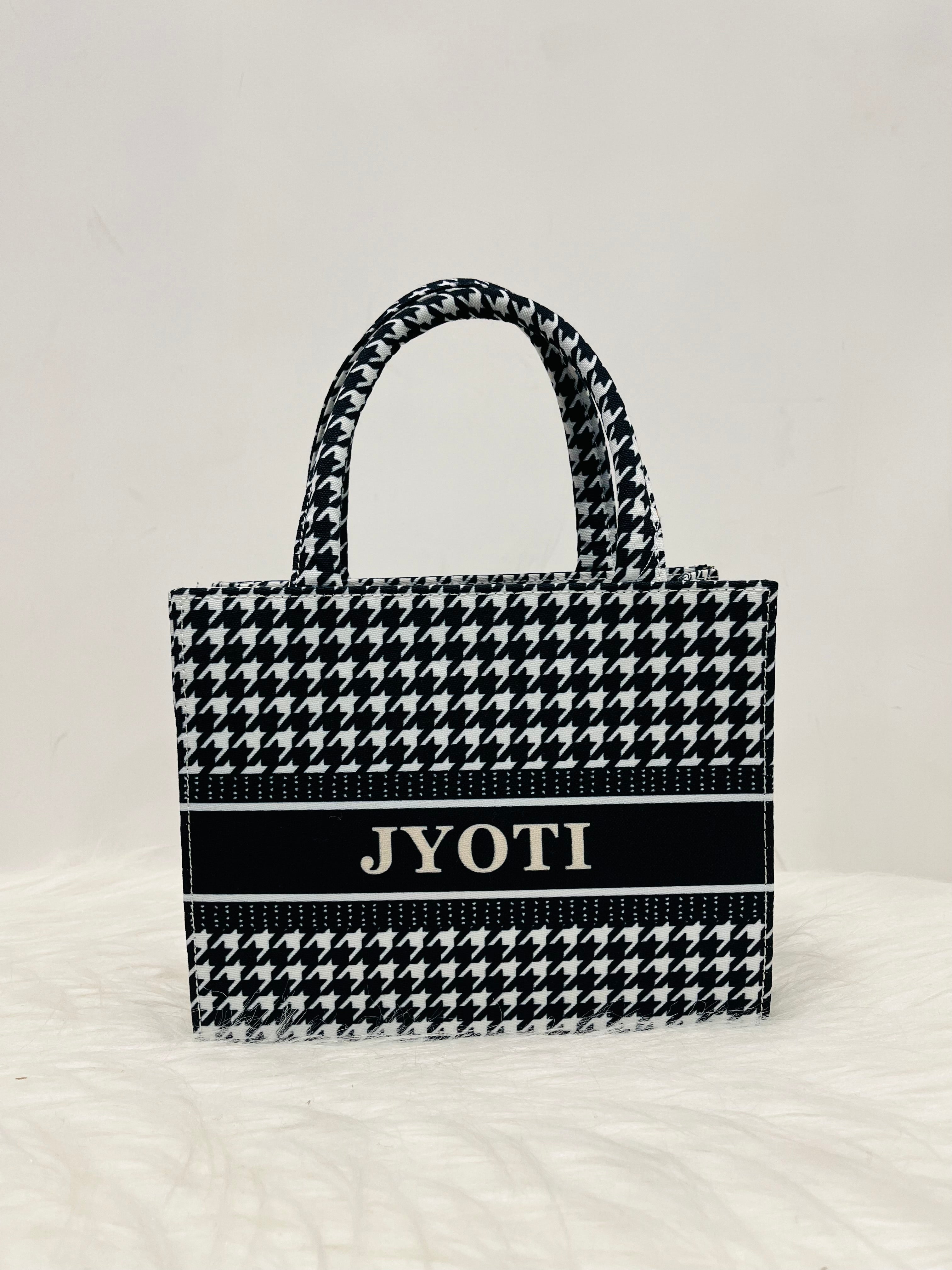 Houndstooth Mini Tote Bag With Your Name