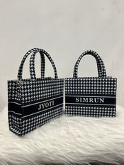 Houndstooth Mini Tote Bag With Your Name