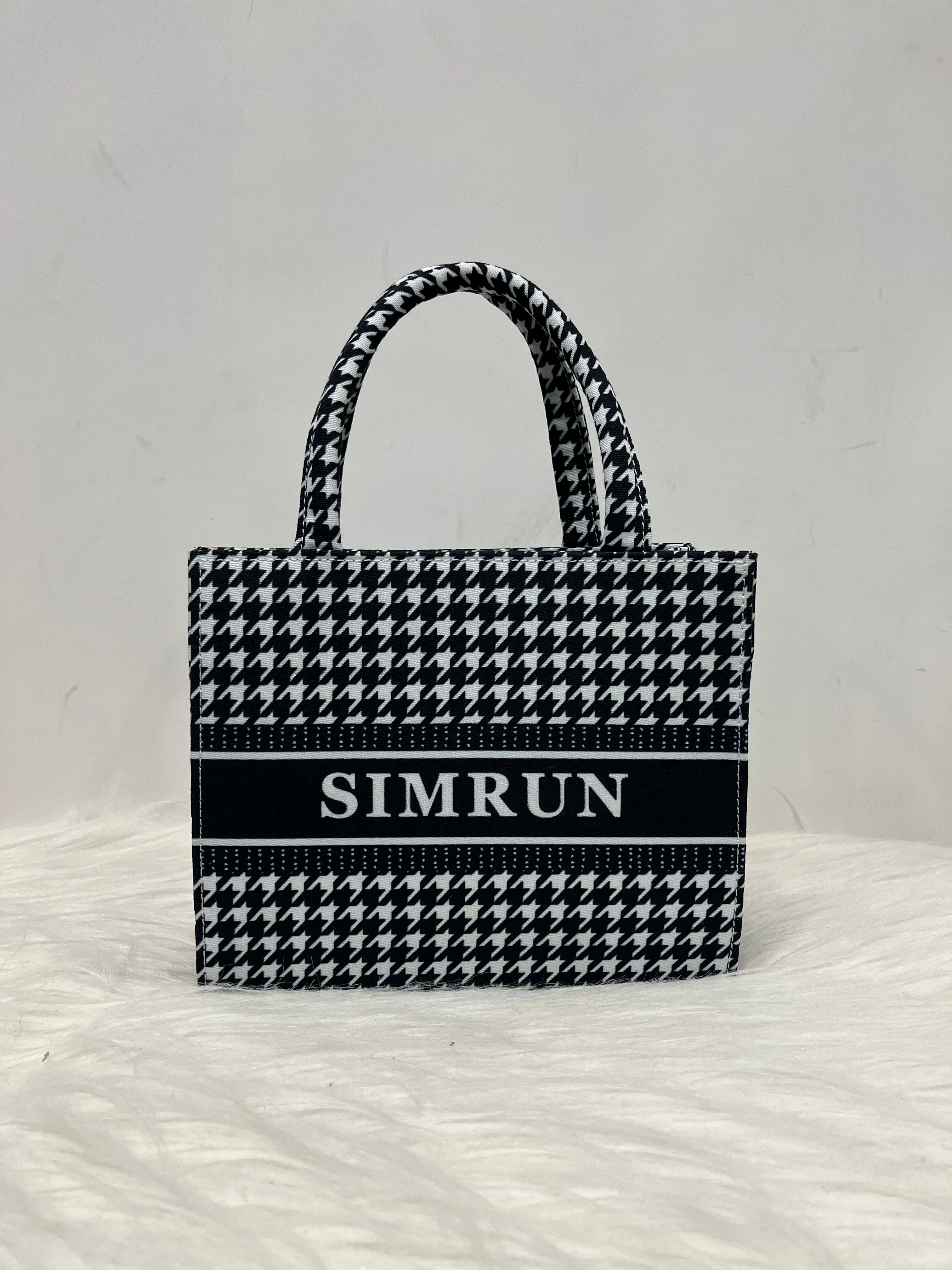 Houndstooth Mini Tote Bag With Your Name