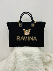 Canvas initial Tote Bag With Your Name