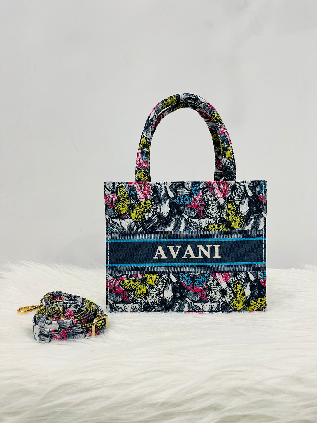 Beautiful Butterfly MINI Tote Bag With Name