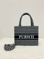 Houndstooth Mini Tote Bag With Your Name