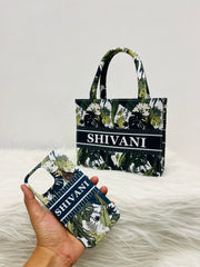 Birds Greenery MINI Tote Bag With Your Name