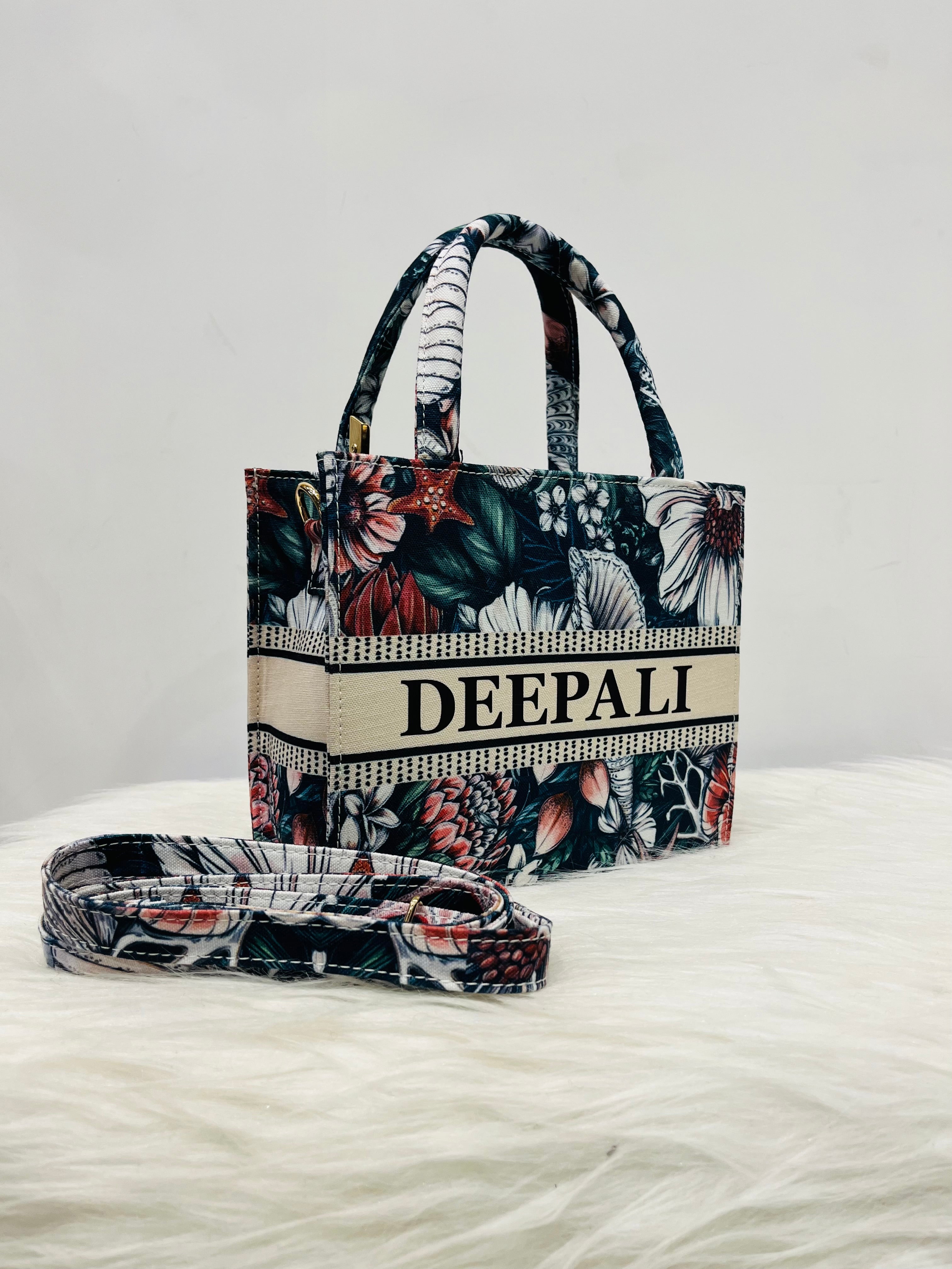 Beach Florals MINI Tote Bag With Your Name