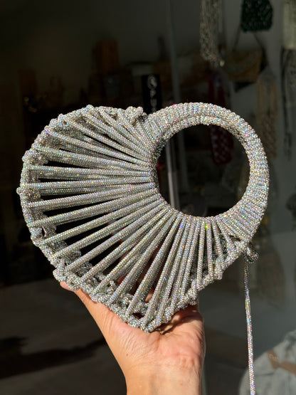 HEART CRYSTALS BEADED LUXURY BAG