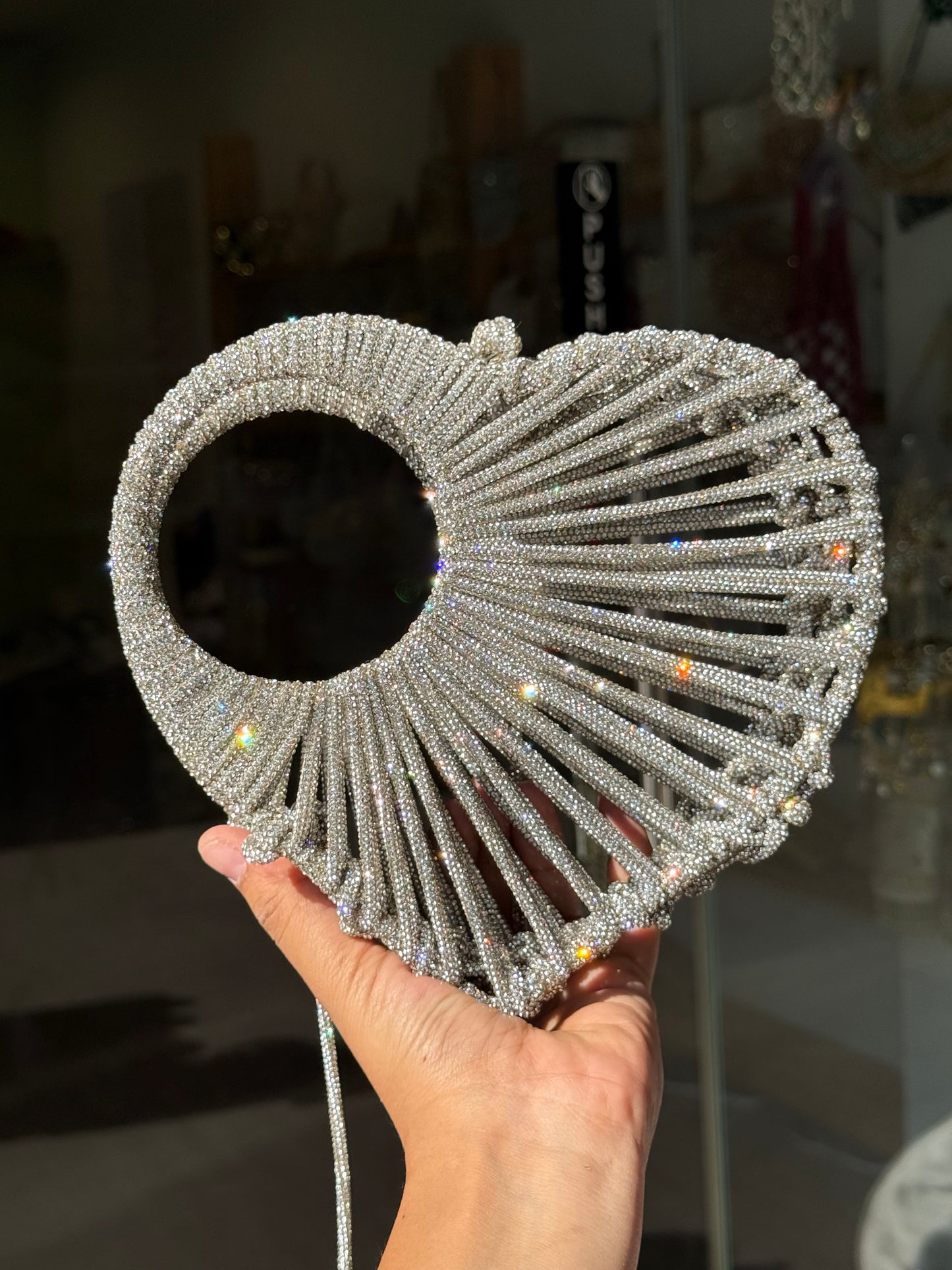 HEART CRYSTALS BEADED LUXURY BAG