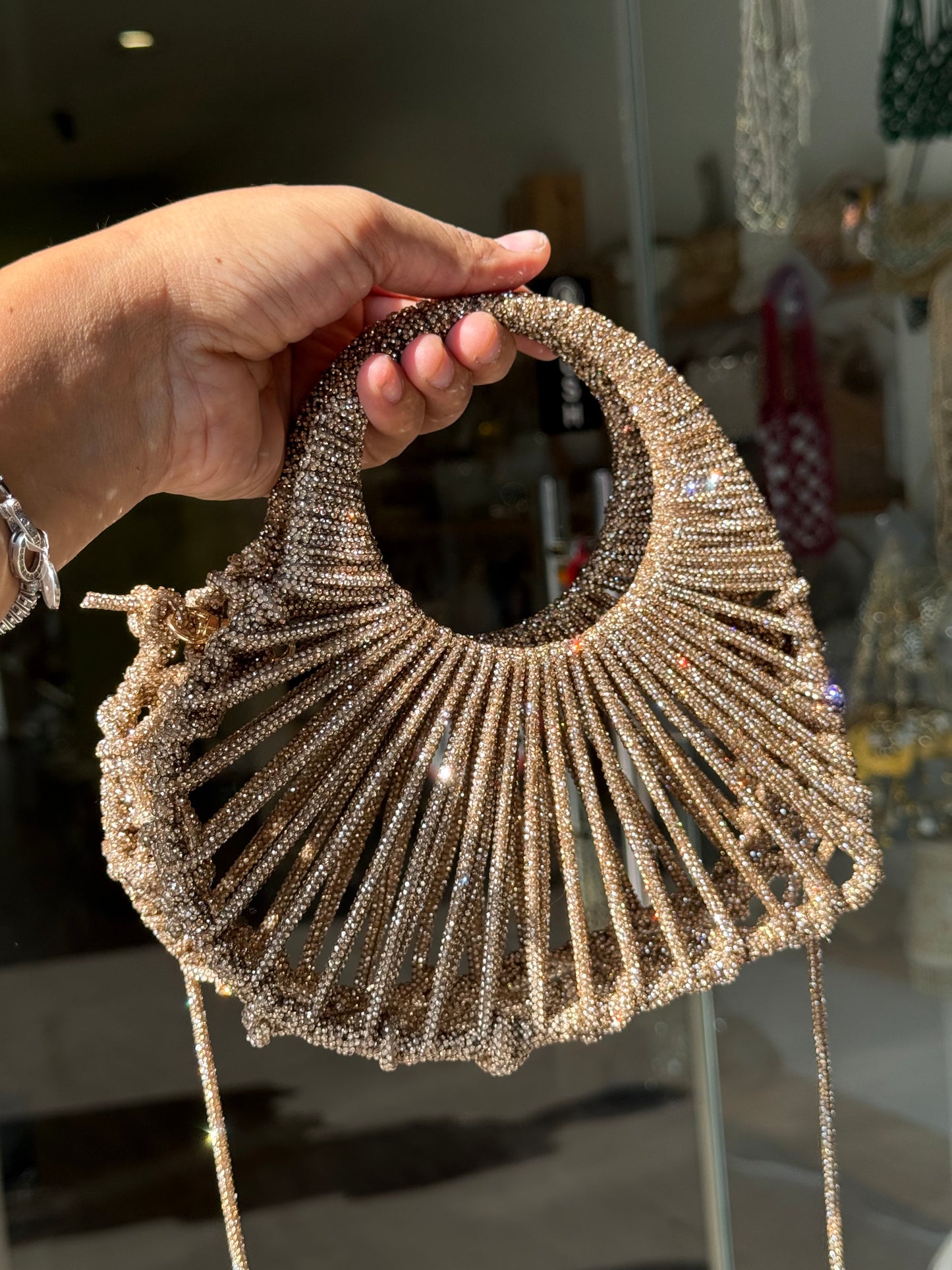 HEART CRYSTALS BEADED LUXURY BAG