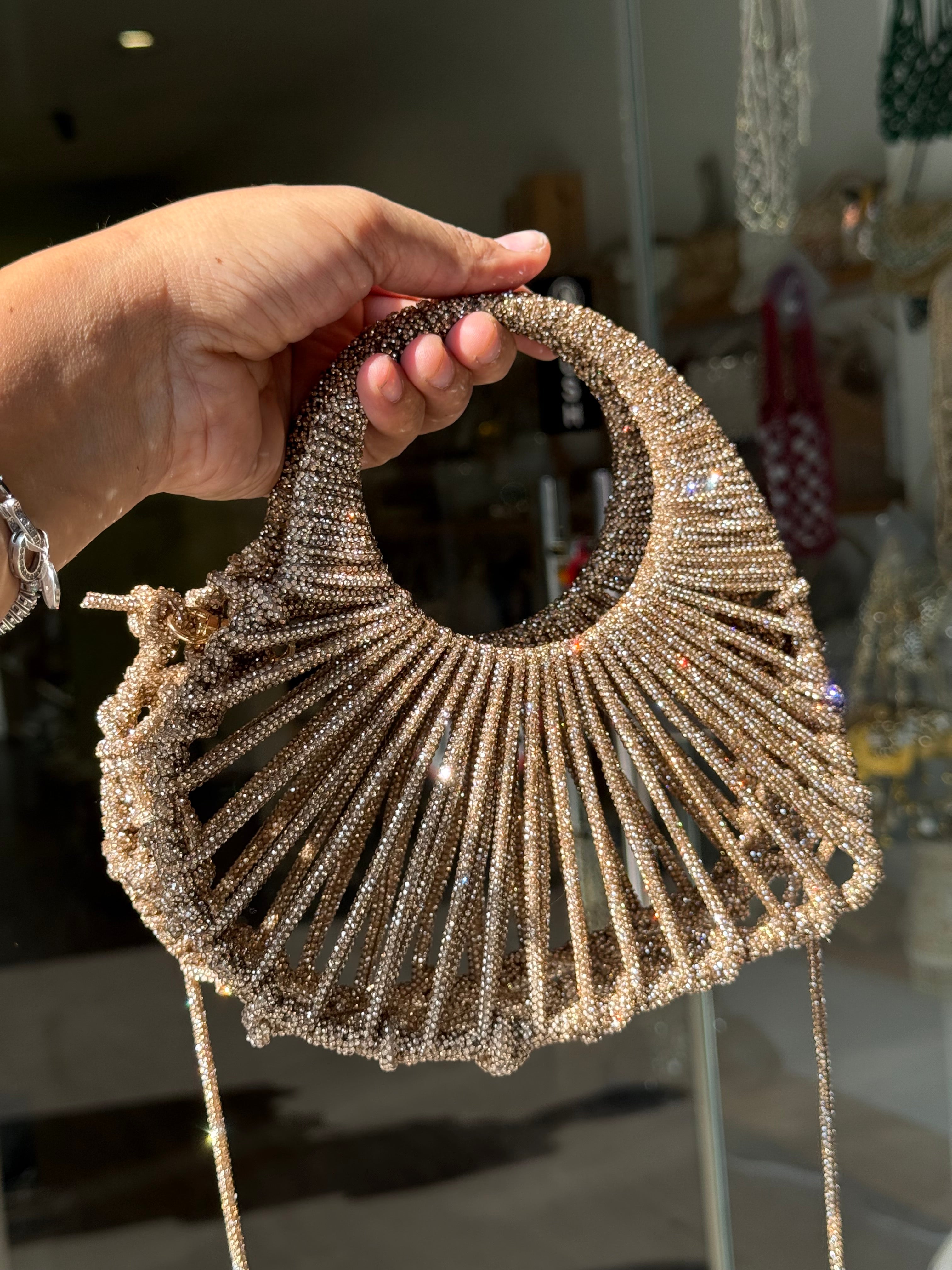 HEART CRYSTALS BEADED LUXURY BAG