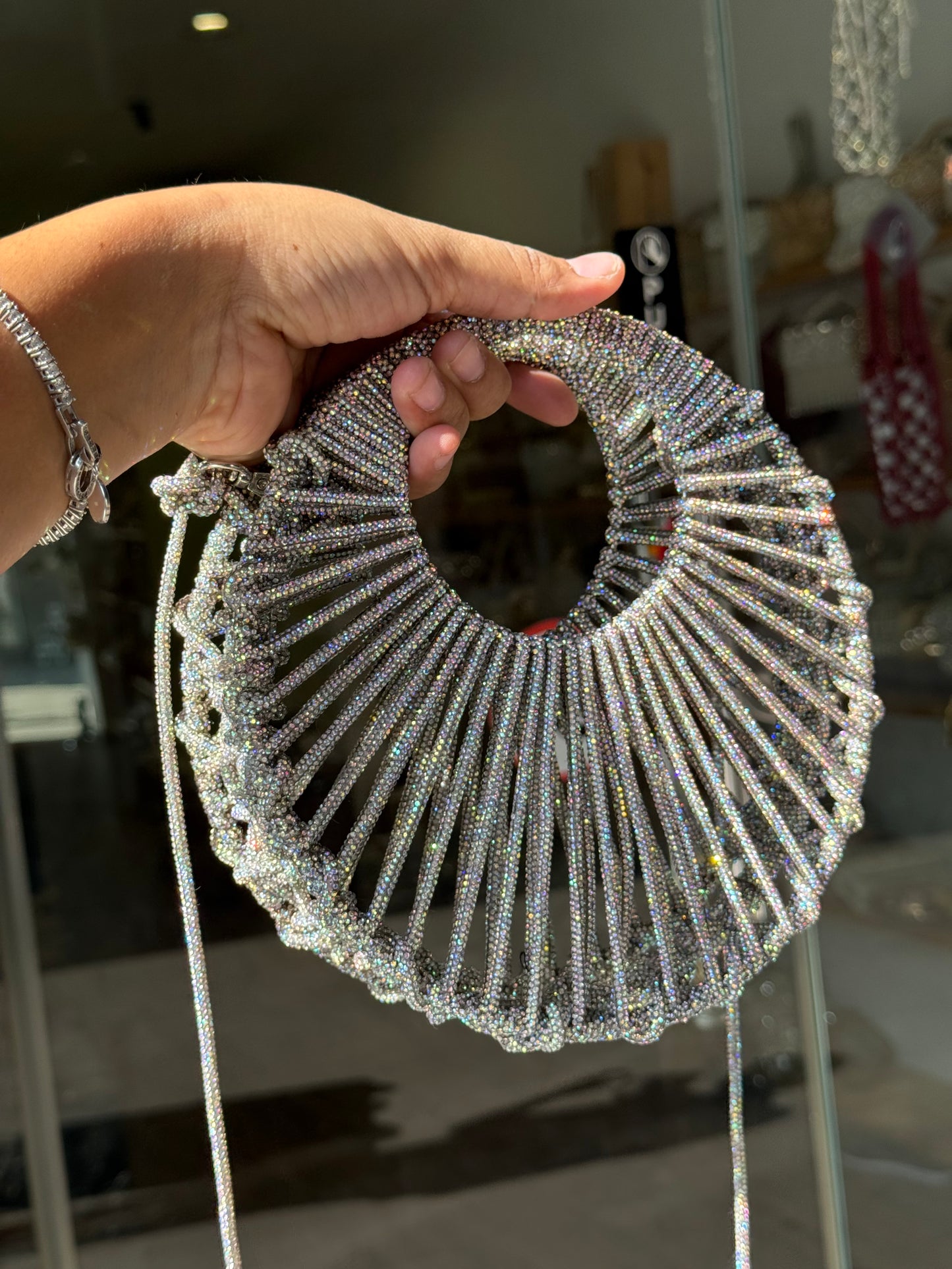 ROUND CRYSTALS BEADED LUXURY BAG