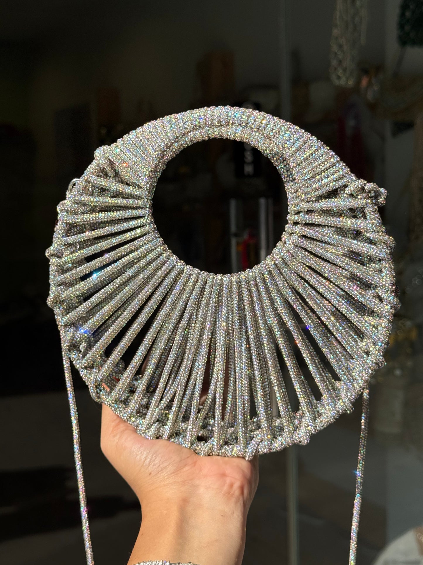 ROUND CRYSTALS BEADED LUXURY BAG