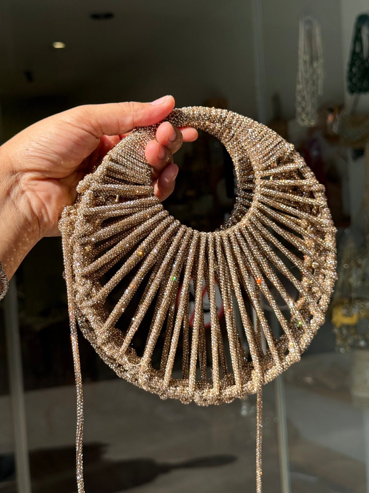 ROUND CRYSTALS BEADED LUXURY BAG