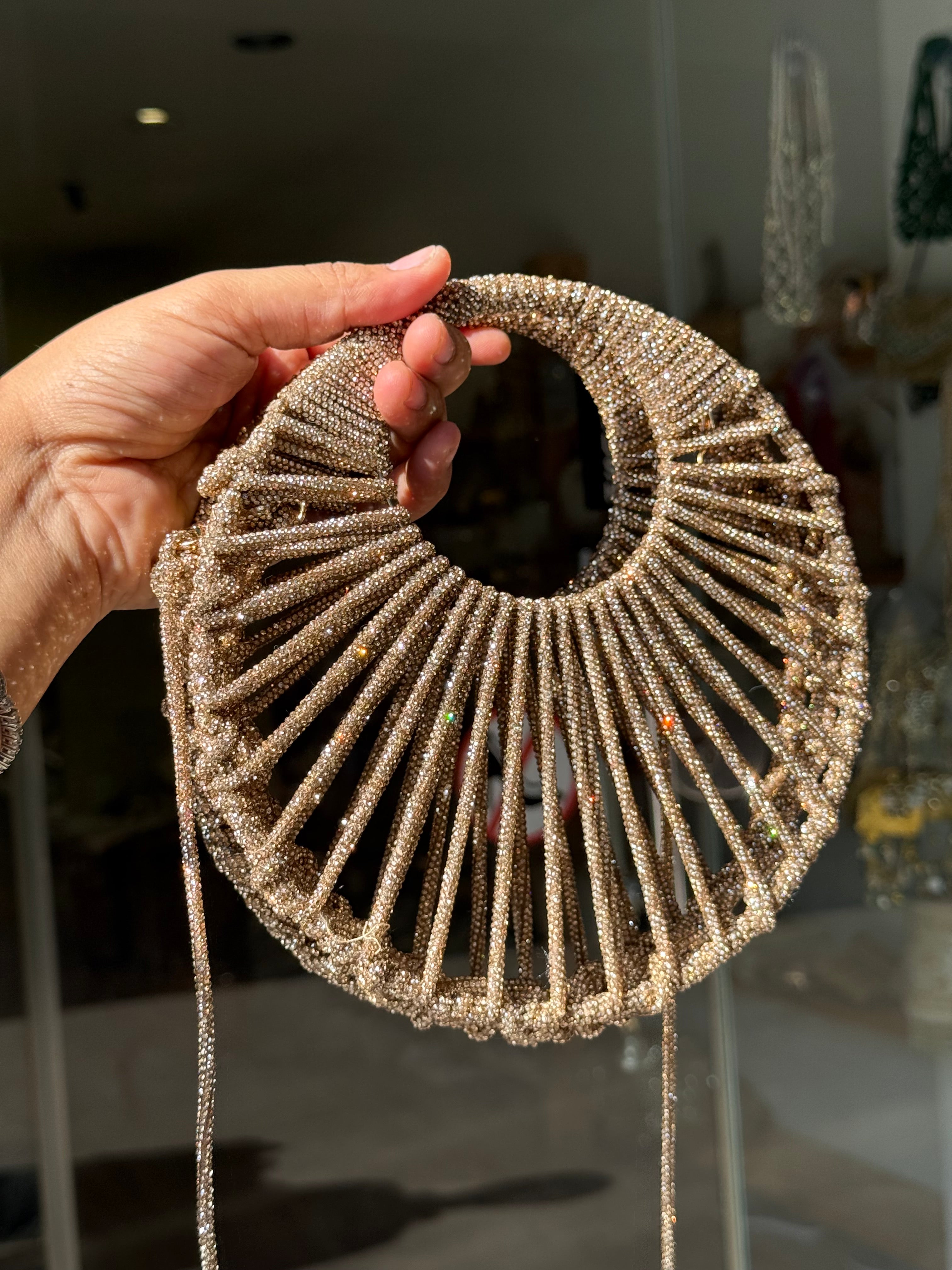 ROUND CRYSTALS BEADED LUXURY BAG