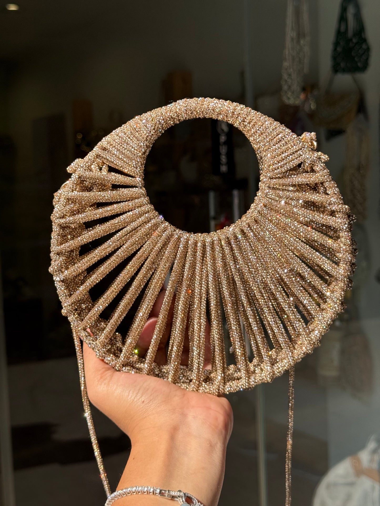 ROUND CRYSTALS BEADED LUXURY BAG