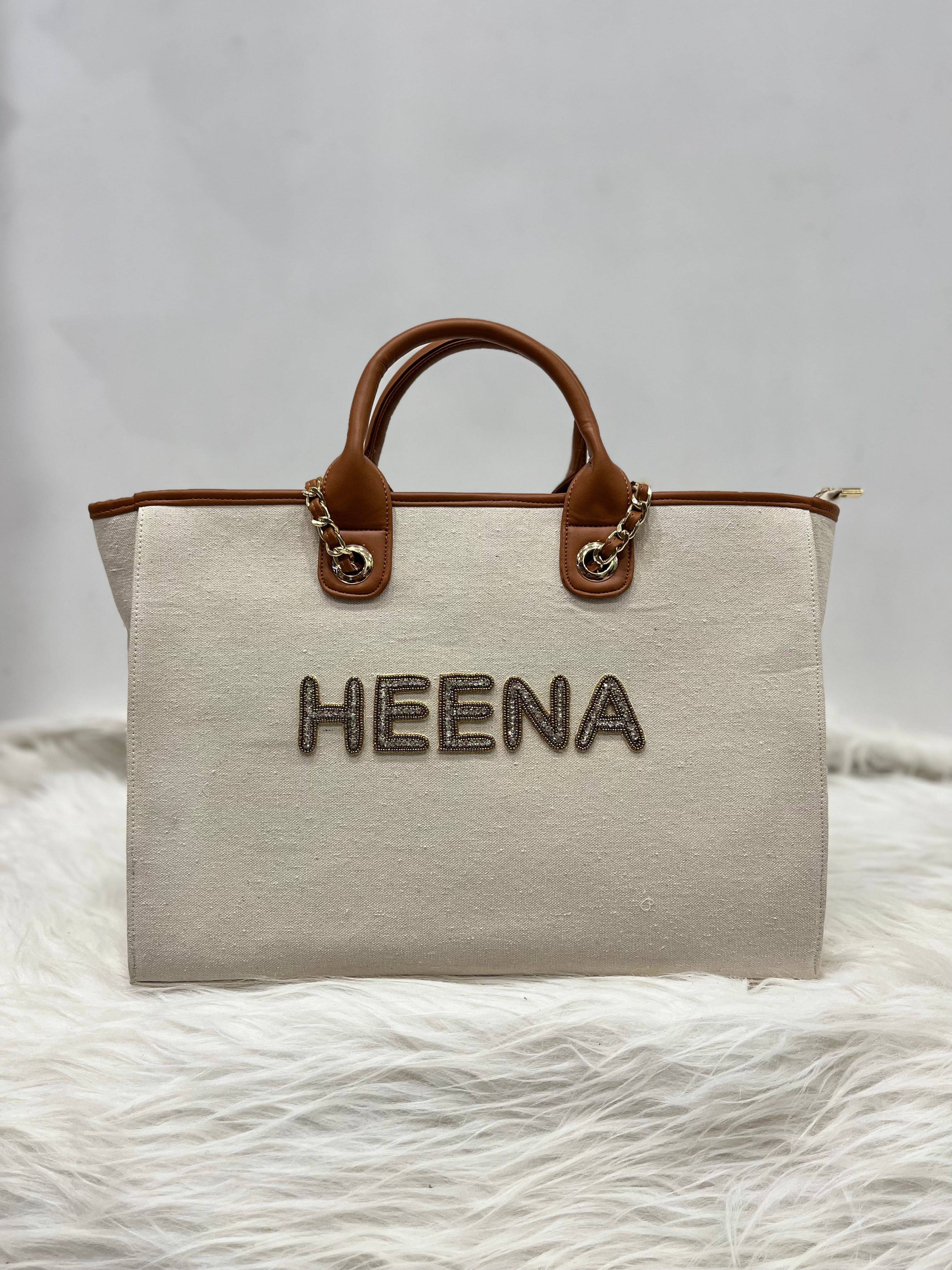 Canvas initial Tote Bag With Your Name