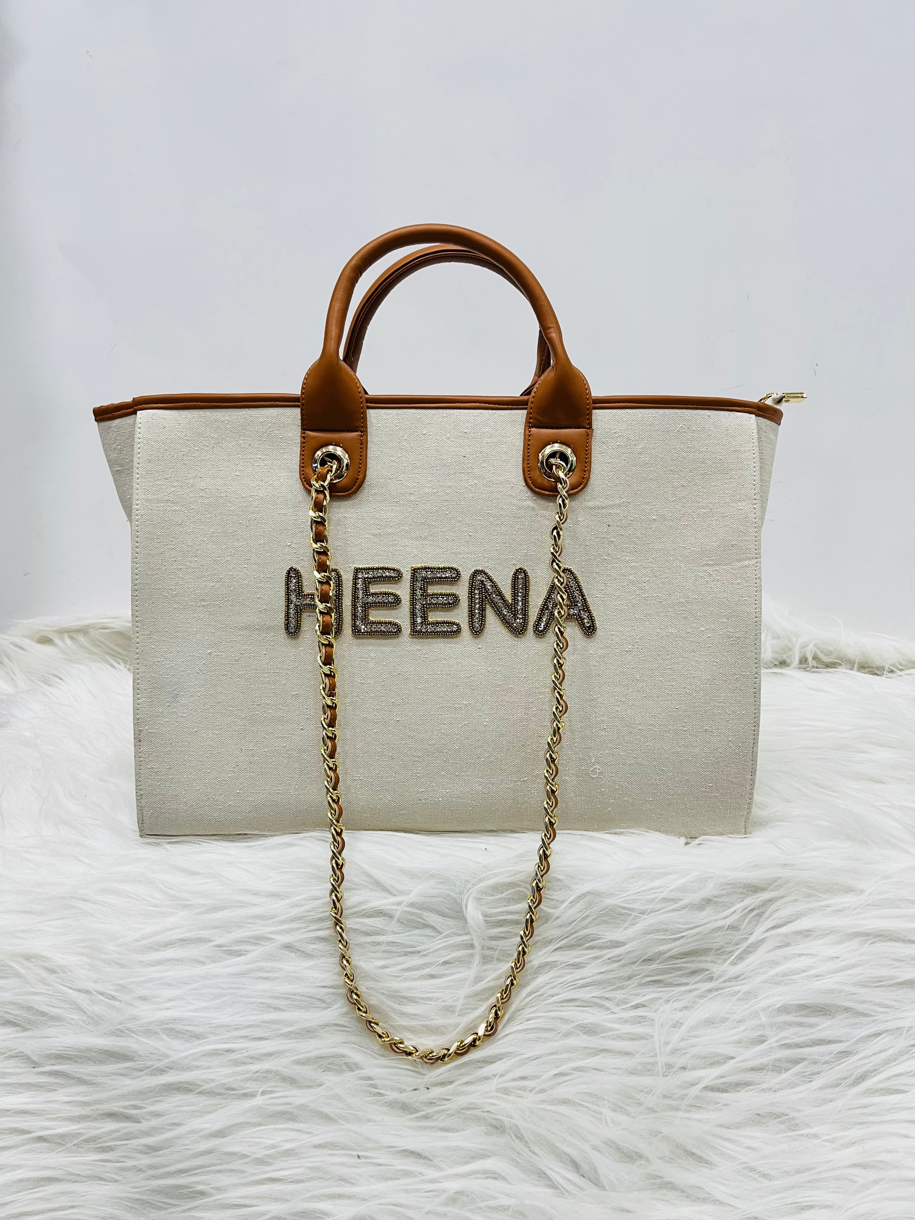 Canvas initial Tote Bag With Your Name