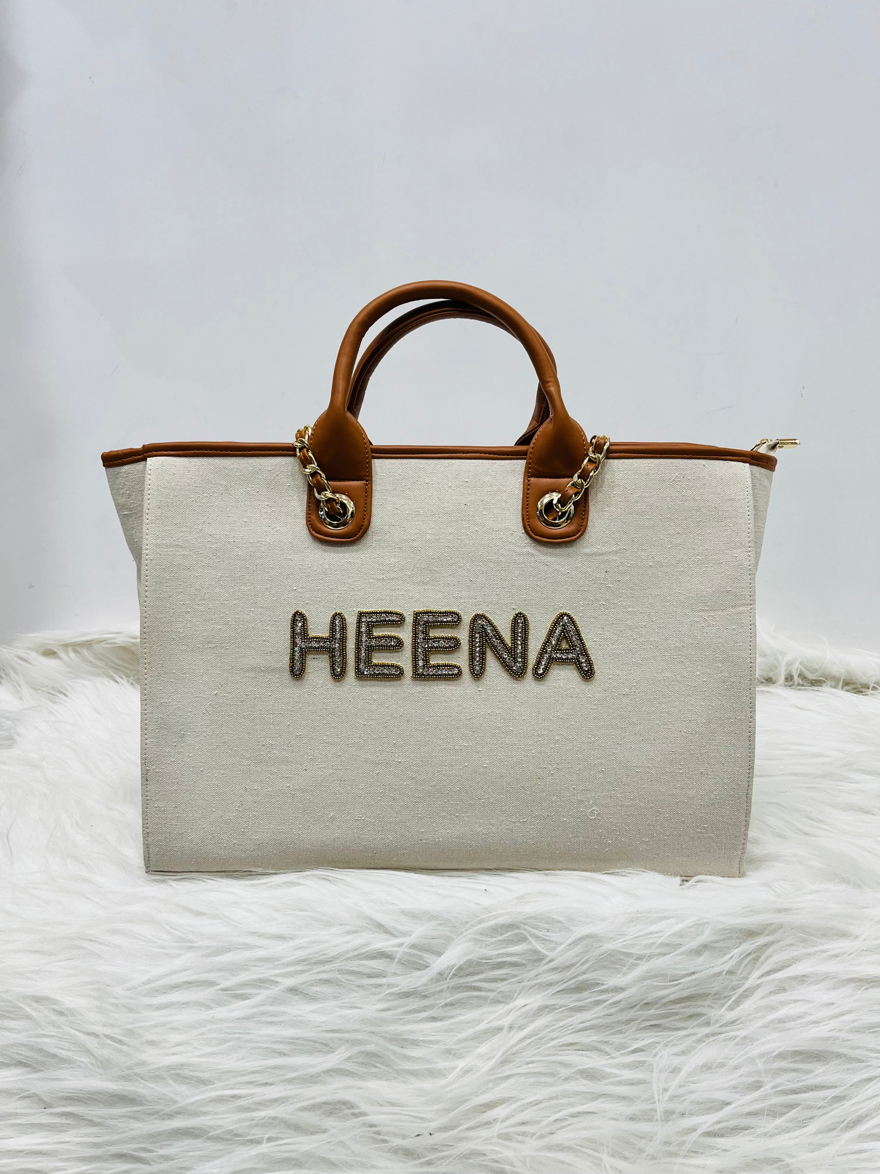 Canvas initial Tote Bag With Your Name