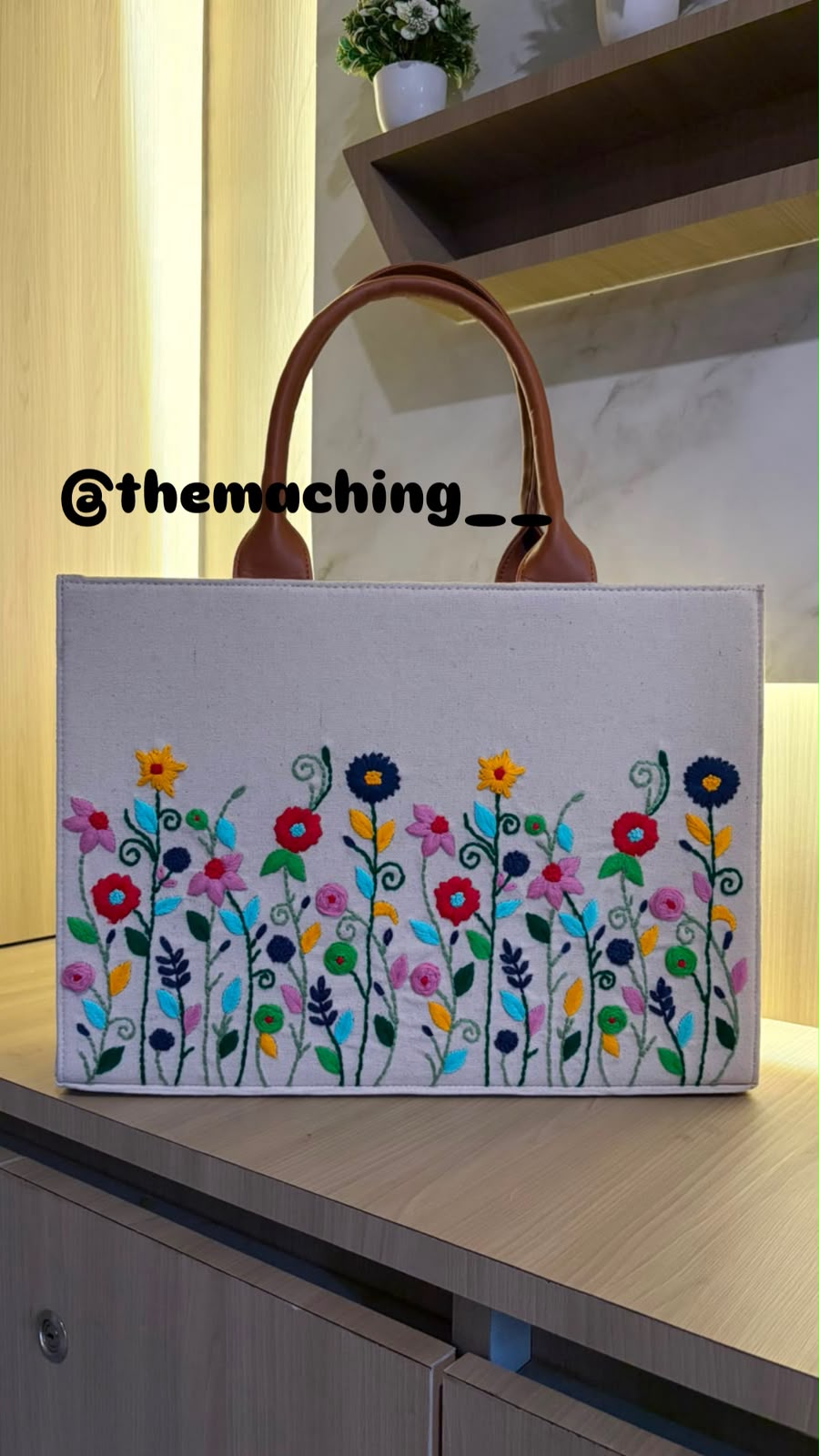 Premium Floral Embroidered Tote Bag